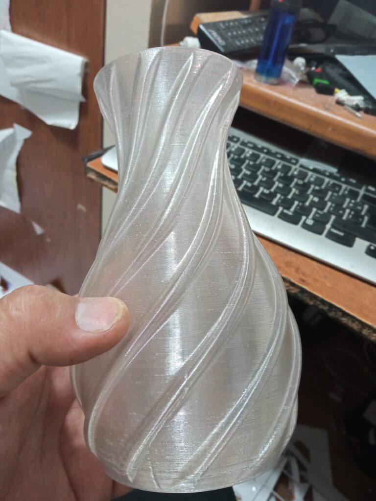 Vase mode 3D printed from PET bottle filament 